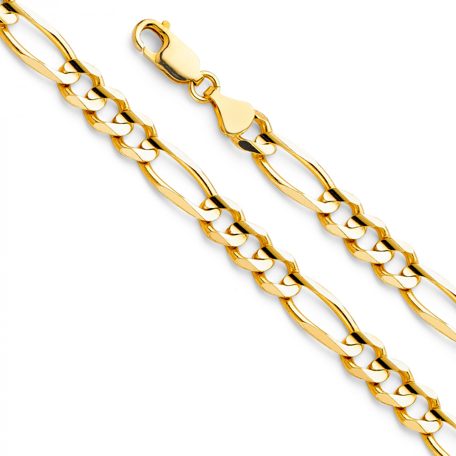 14k Gold 7.0mm Figaro Bracelet 8.5 Inches